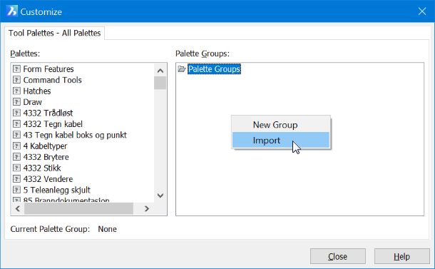 ELI verktøypalett i BricsCAD