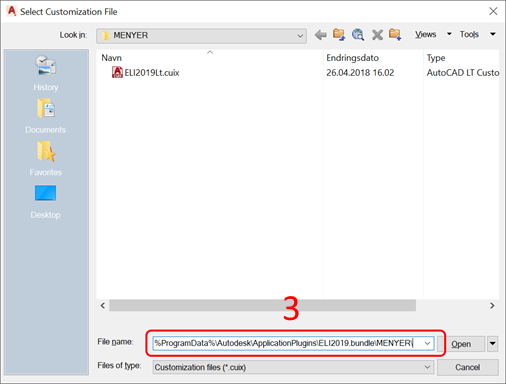 Laste ELI meny i AutoCAD