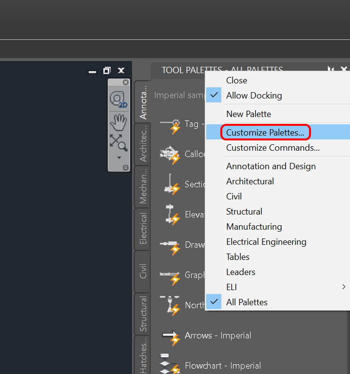 ELI verktøypalett i AutoCAD