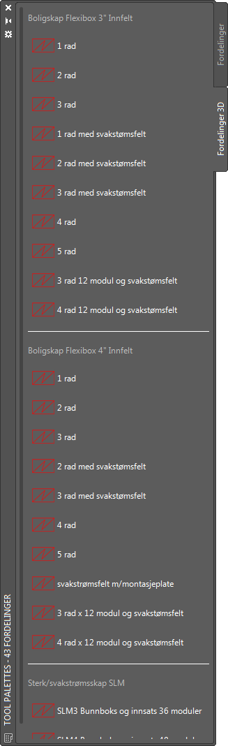 Fordelinger flexibox AutoCAD symboler