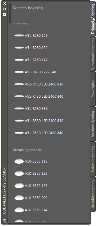 Glamox AutoCAD symboler