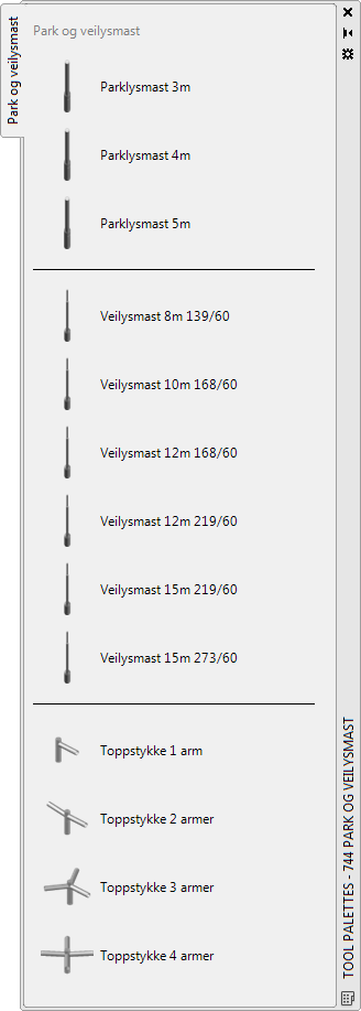 Park veilys AutoCAD symboer