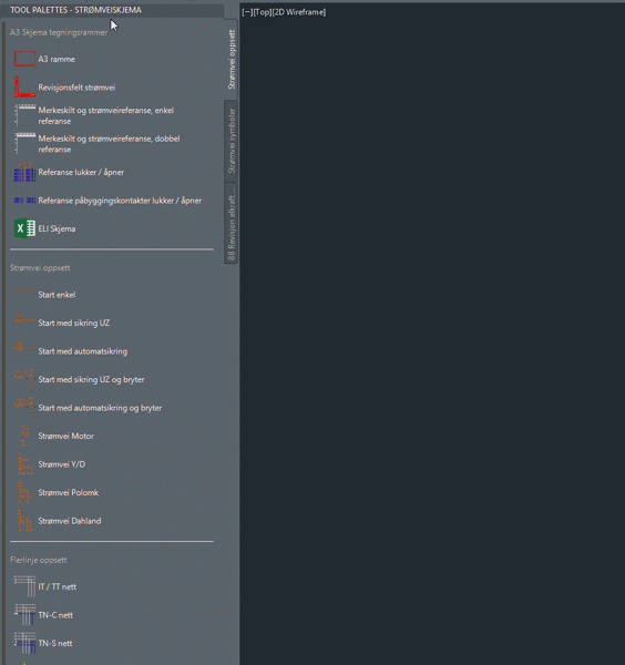 AutoCAD skjema enlinjeskjema strømveiskjema elektroskjema